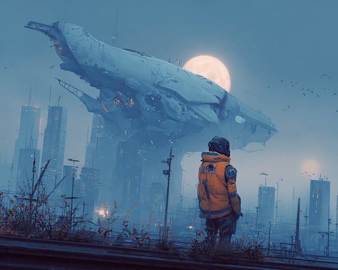 design original sci fi artwork with colors