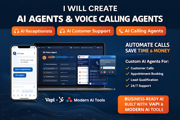 create ai agent, ai receptionist, ai calling or voice agent, vapi ai
