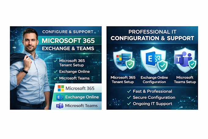 configure and IT support, microsoft 365, exchange, and microsoft teams