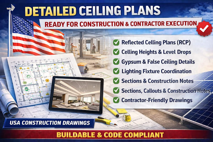 prepare detailed ceiling plans ready for construction and contractor execution