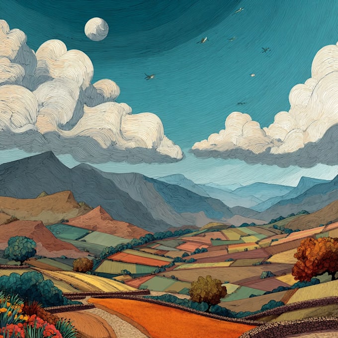 create flat landscape illustration of nature