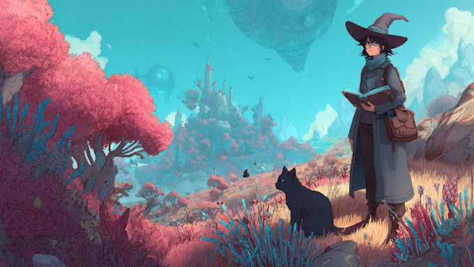 paint a character illustration in a fantasy world