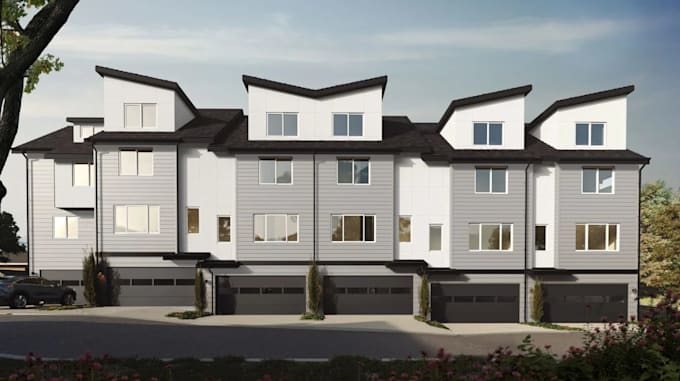 create 3d render for unit apartment,condo building model, landscape house layout