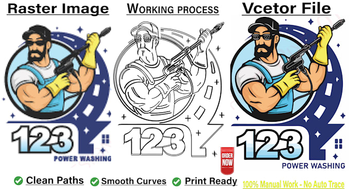 manual vector tracing clean and smooth working process