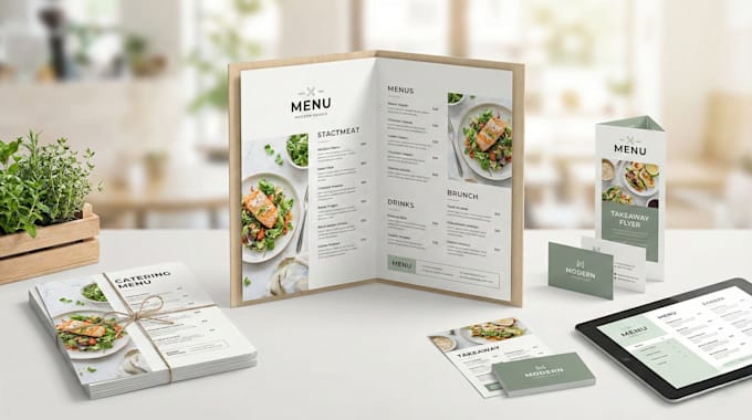 design a professional bifold menu, catering menu or cafe menu