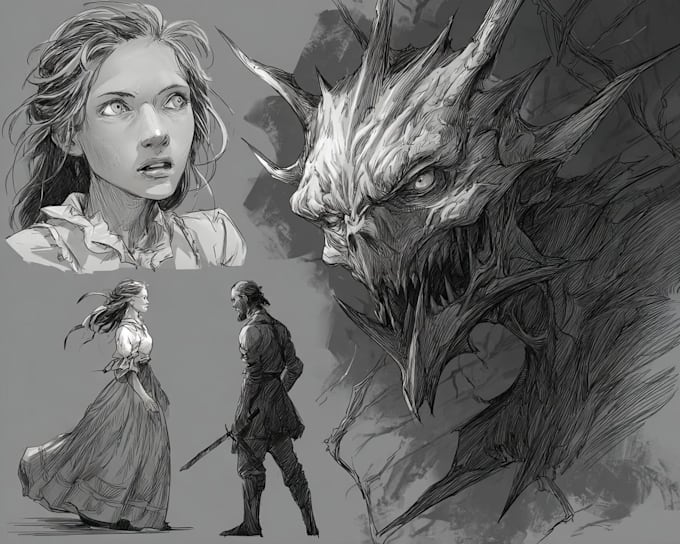 draw horror character art and