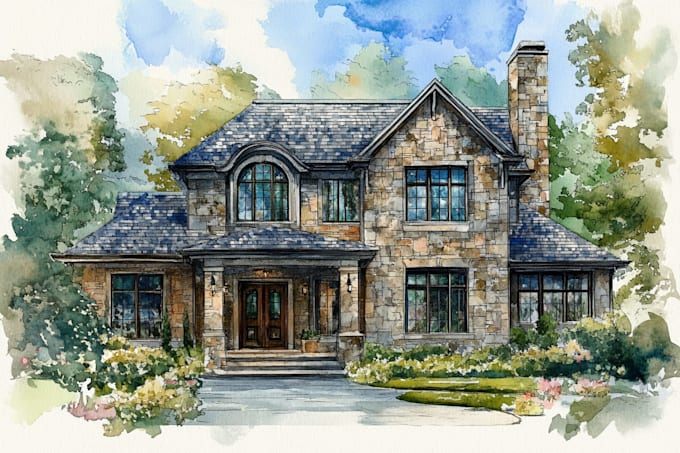 do an watercolor house portrait