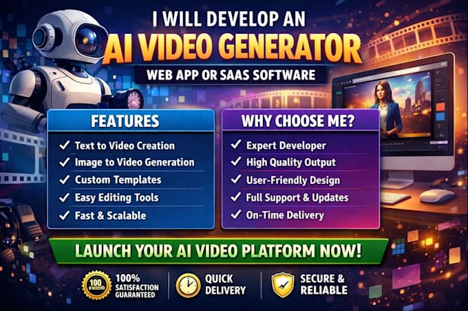 develop an ai video generator web app or saas software, ai web app