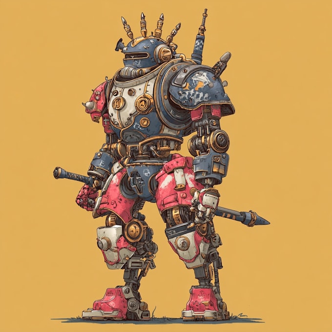 draw a mecha robot art and illustration