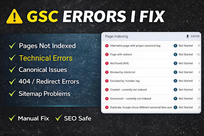 fix google search console, technical issues, 404 and indexing errors