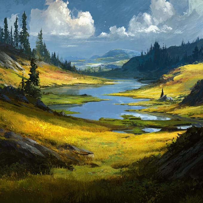 create landscape environment, concept art, bookcover