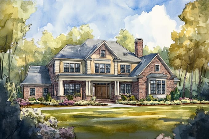 paint watercolor house portrait