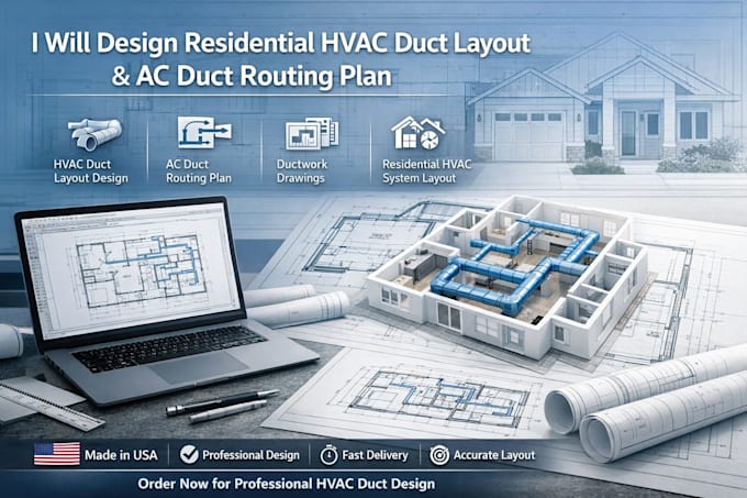 Design residential hvac duct layout and ac duct routing plan by ...