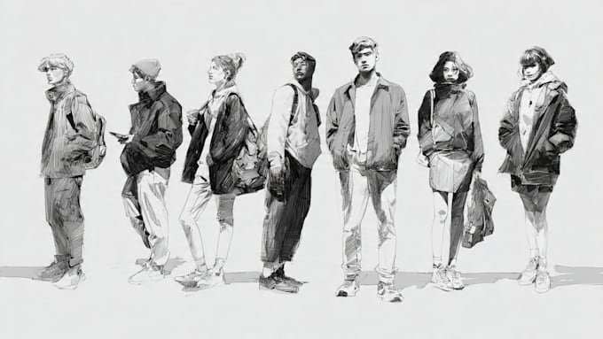 draw black and white illustrations
