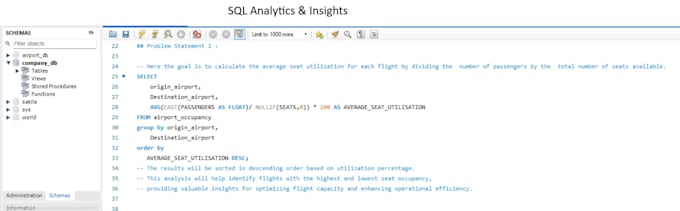 write sql queries for data analysis, reports and databases
