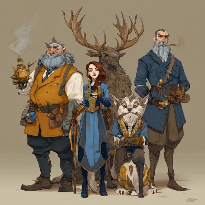 Design custom dnd party portraits and group art by Squirreki | Fiverr