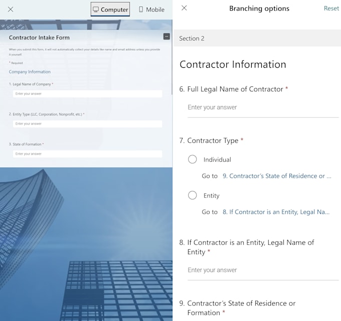 design professional google forms or microsoft forms with complex logic
