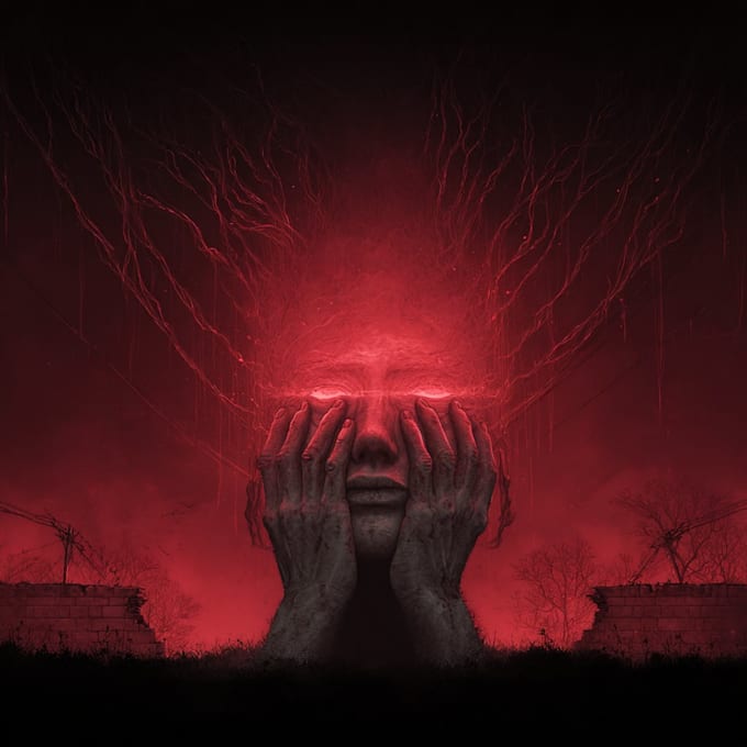 make a horror style illustration, artwork, cover