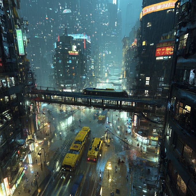 do cyberpunk scifi futuristic city