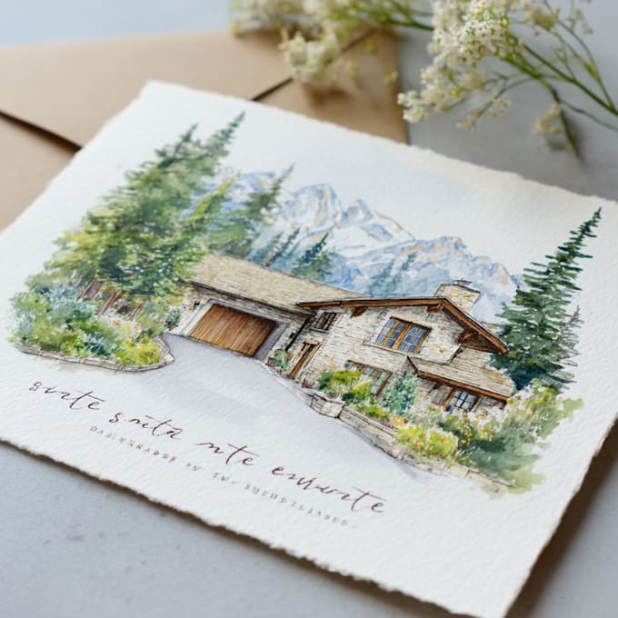 design watercolor wedding venue, save the date, invitation