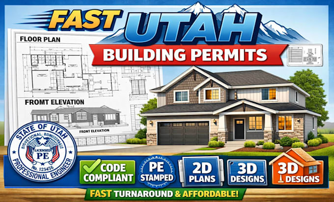 fast utah building architectural permit drawing with pe stamp code compliance