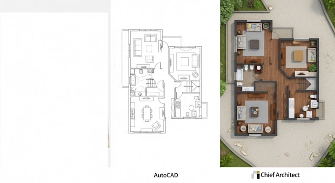 draw architectural 2d plan from pdf, sketch into autocad, chief architect