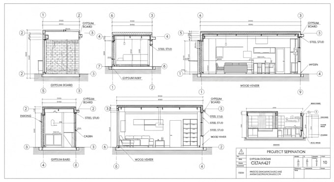 Prepare detailed shop drawings for commercial interior sections by ...