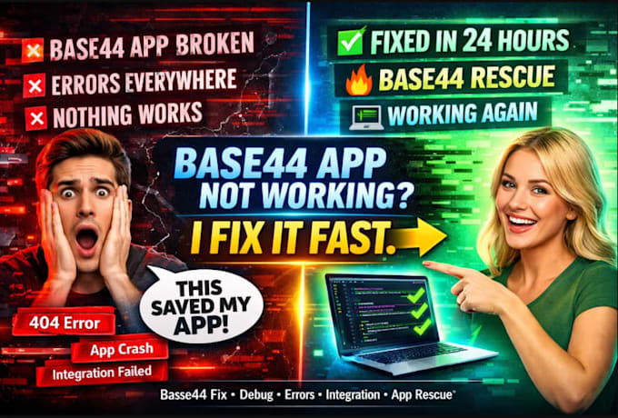 fix base44 app, debug base44 web app, resolve base44 bugs, errors integrations