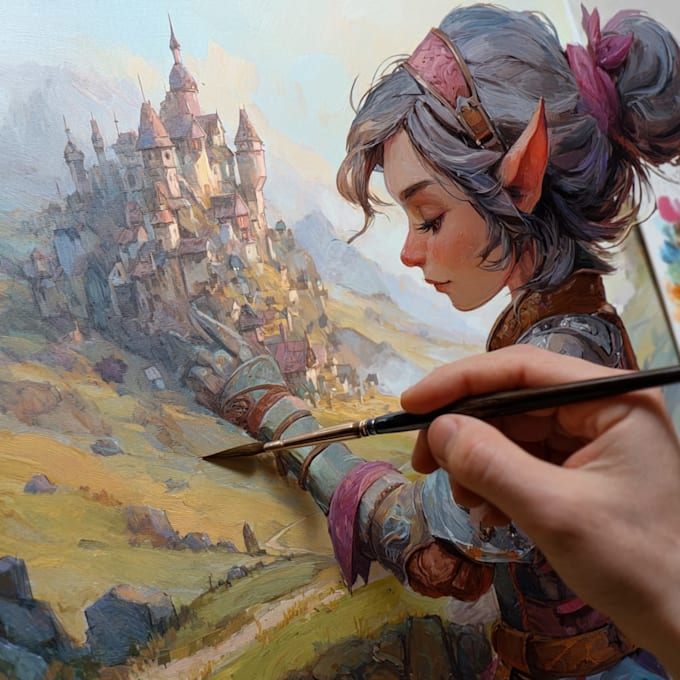 draw a character illustration in a fantasy world
