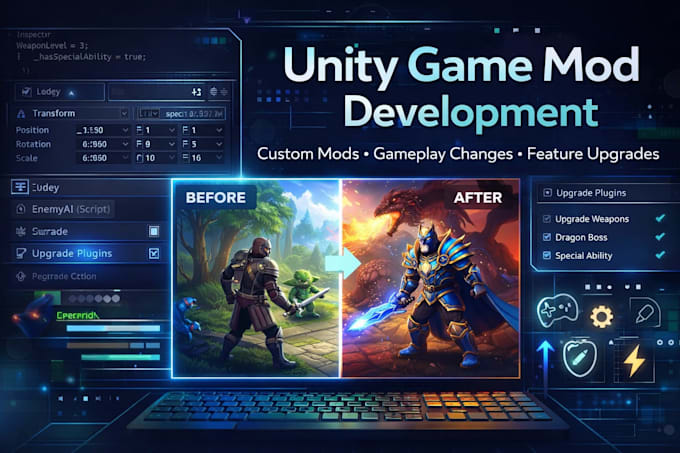 develop all kinds of unity game mod for you