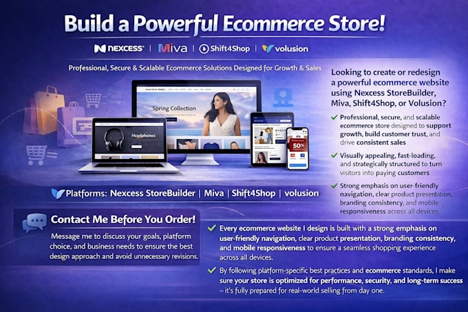 create nexcess storebuilder miva shift4shop volusion online website store design