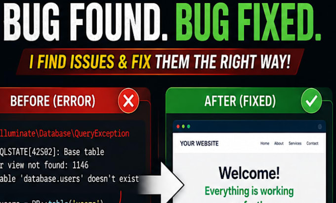 fix PHP laravel bugs and errors on your website