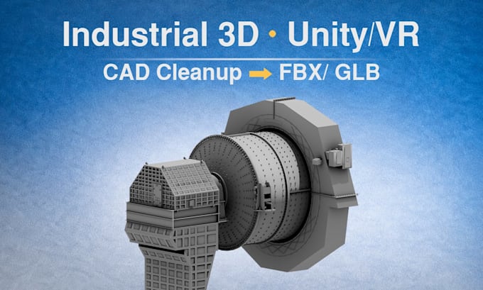 convert industrial cad to game ready fbx glb for unity and unreal VR