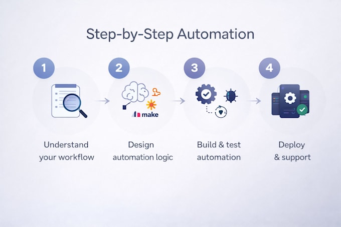 build custom automation workflows using zapier, make, n8n, and API integration