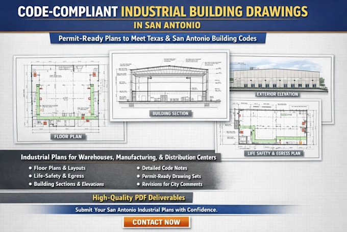 provide code compliant industrial building drawings in san antonio