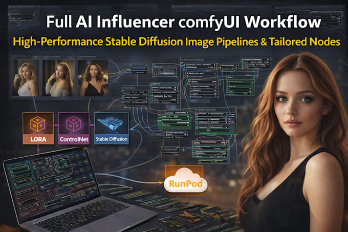 create ai influencer comfyui workflow for stable diffusion image pipelines node