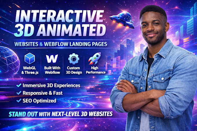3d animated webflow website 3d interactive website three js website