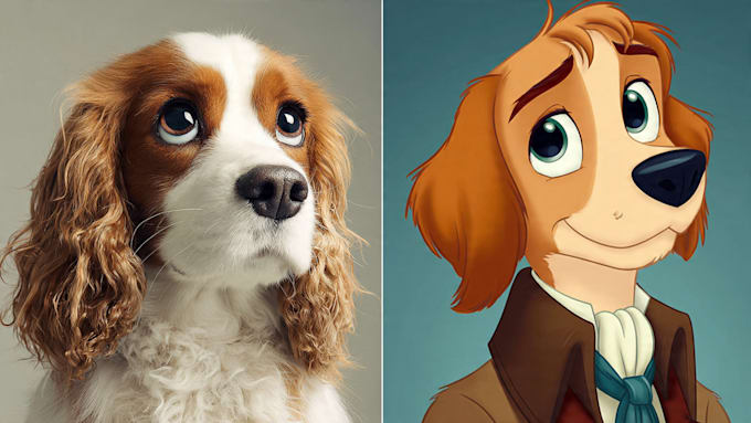 draw pet portrait into cartoon disney