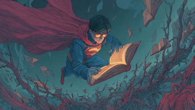 make your book illustration superhero comes art