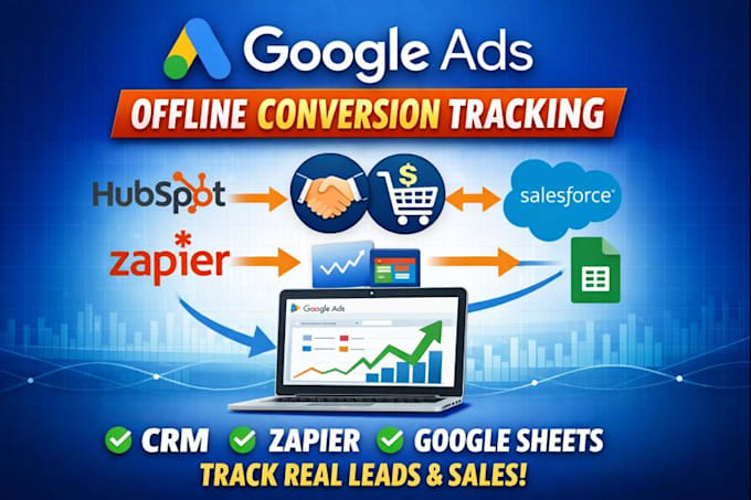 set google ads offline conversion tracking with zapier, hubspot CRM, sheets