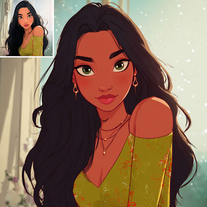 do disney style cartoon portrait