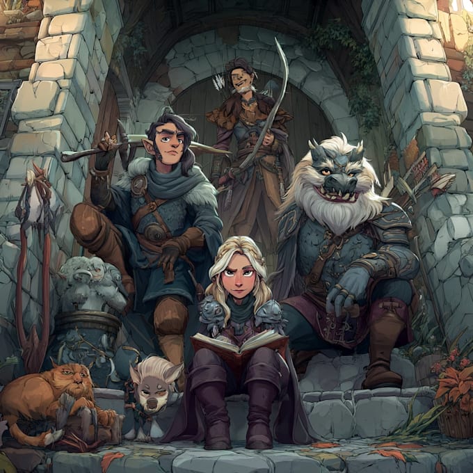 create dnd party art illustration