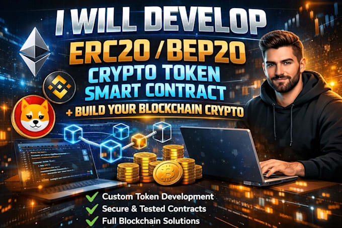 develop erc20 bep20 crypto token smart contract and build your blockchain crypto
