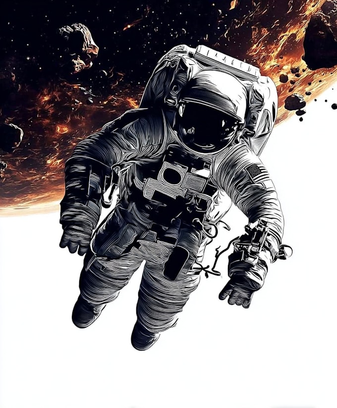 create astronaut space concept illustration sci fi design