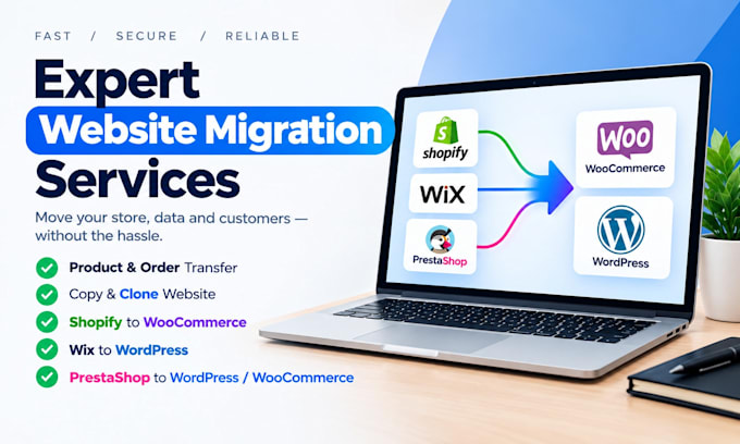 clone website migration shopify to woocommerce prestashop to wordpress migration