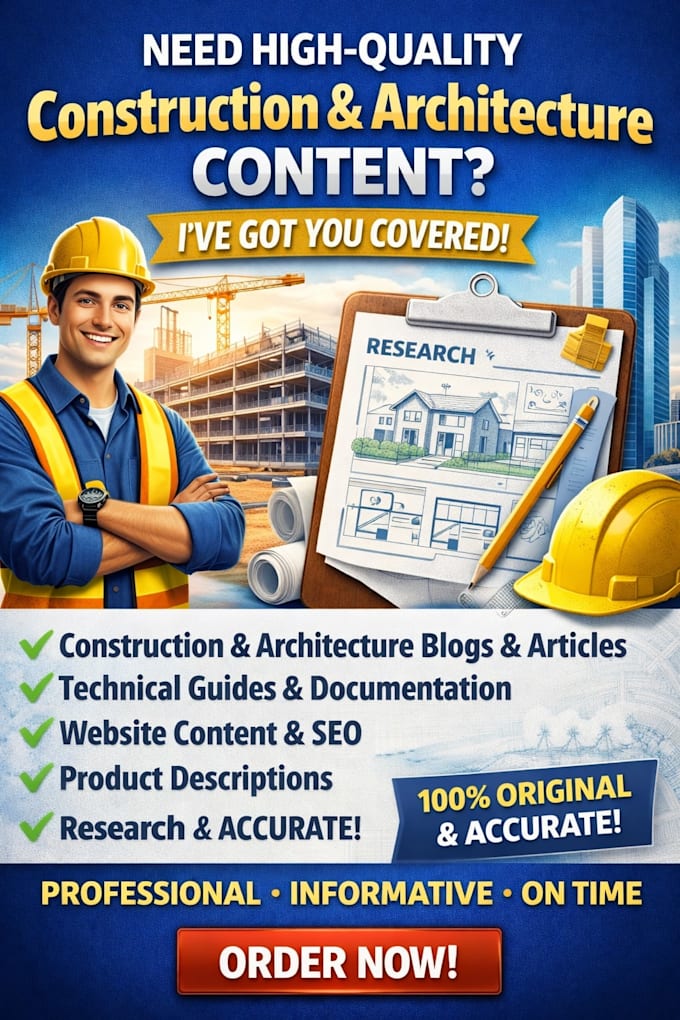 write content related to construction or architecture and articles