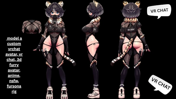 Model a custom vrchat avatar, vr chat, 3d furry avatar, anime, nsfw ...
