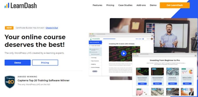 build saas demo elearning website app learndash wordpress website preview lms