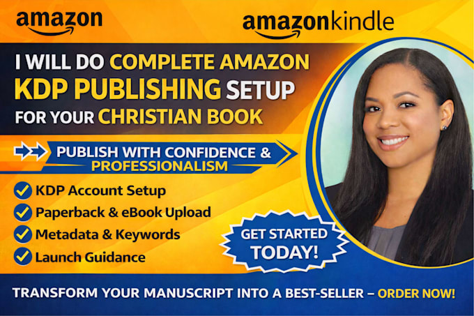 do complete amazon KDP publishing setup for your christian book