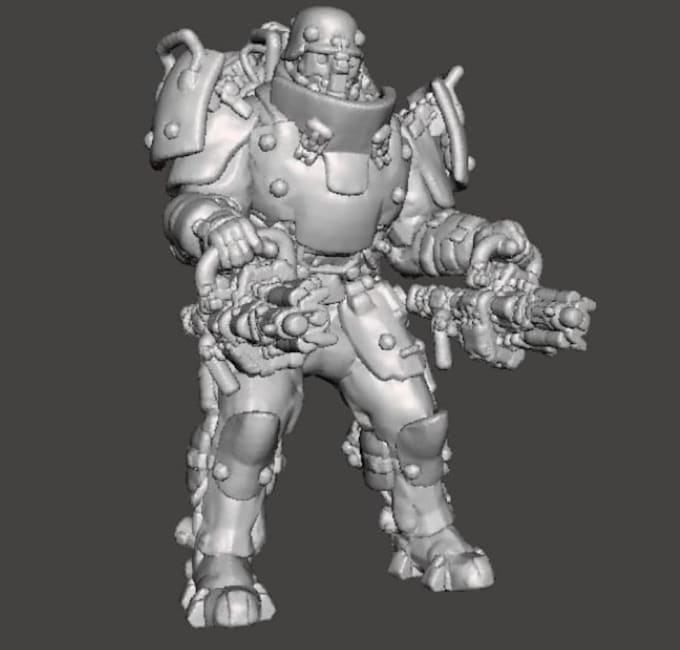 make 3d sci fi mech character,3d robotic character, 3d miniature figure, zbrush